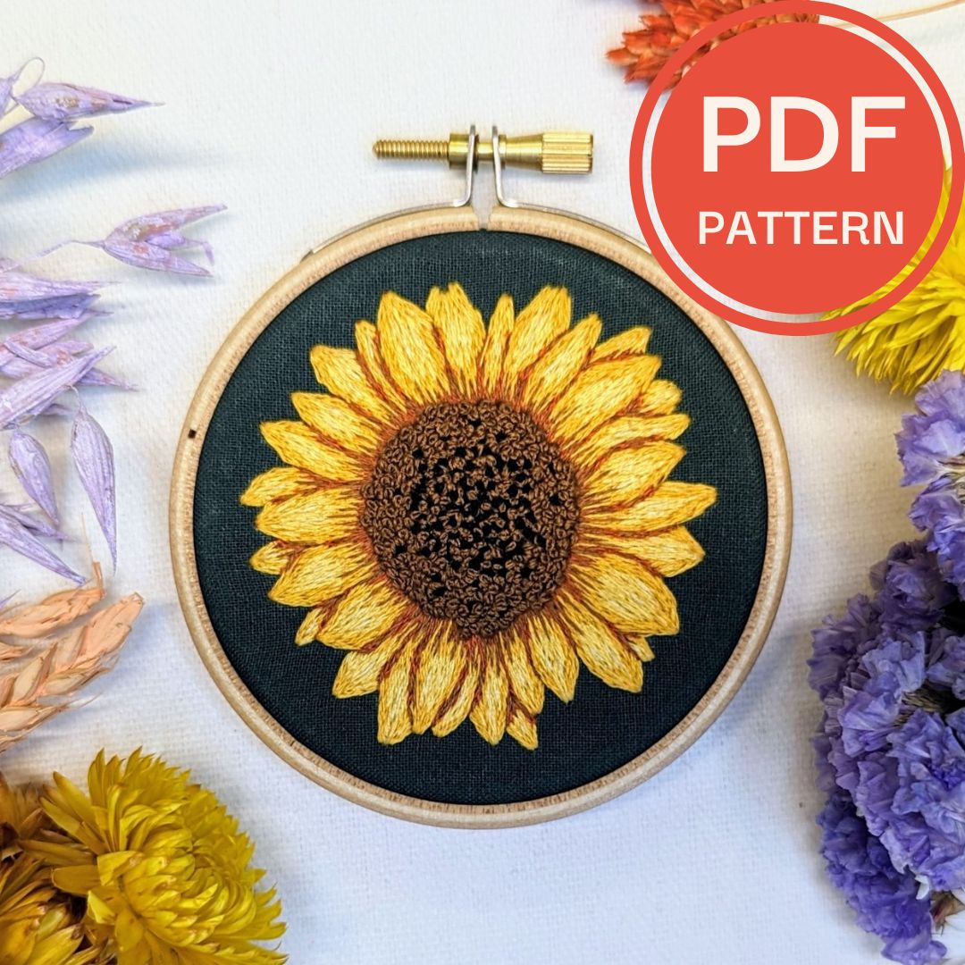 Sunflower Needle Painting Embroidery Pattern Paraffle Embroidery sunflower-needle-painting-embroidery-pattern-paraffle-embroidery