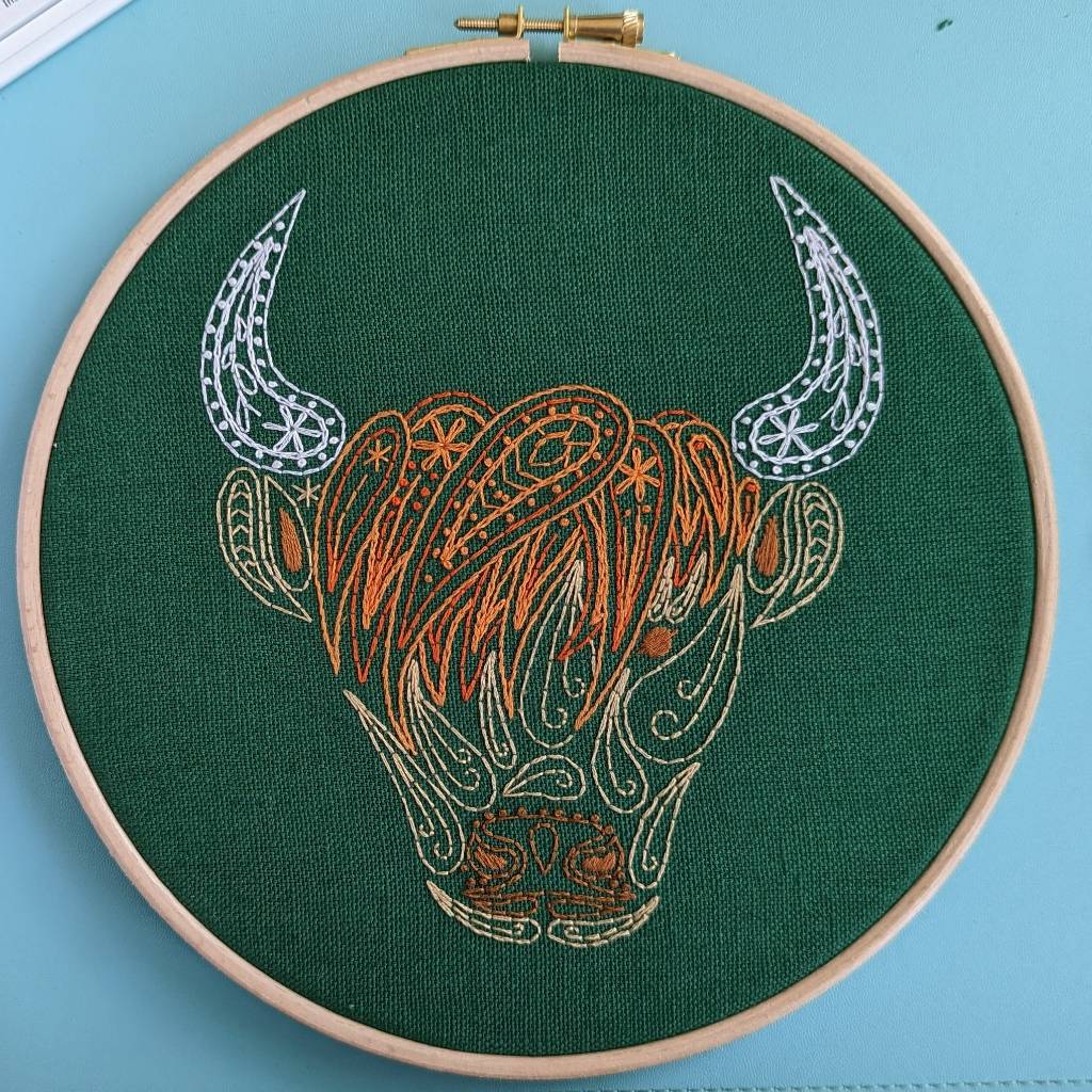 Highland Cow Embroidery Pattern