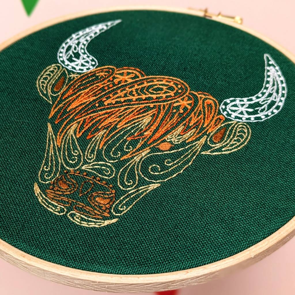 Highland Cow Embroidery Pattern