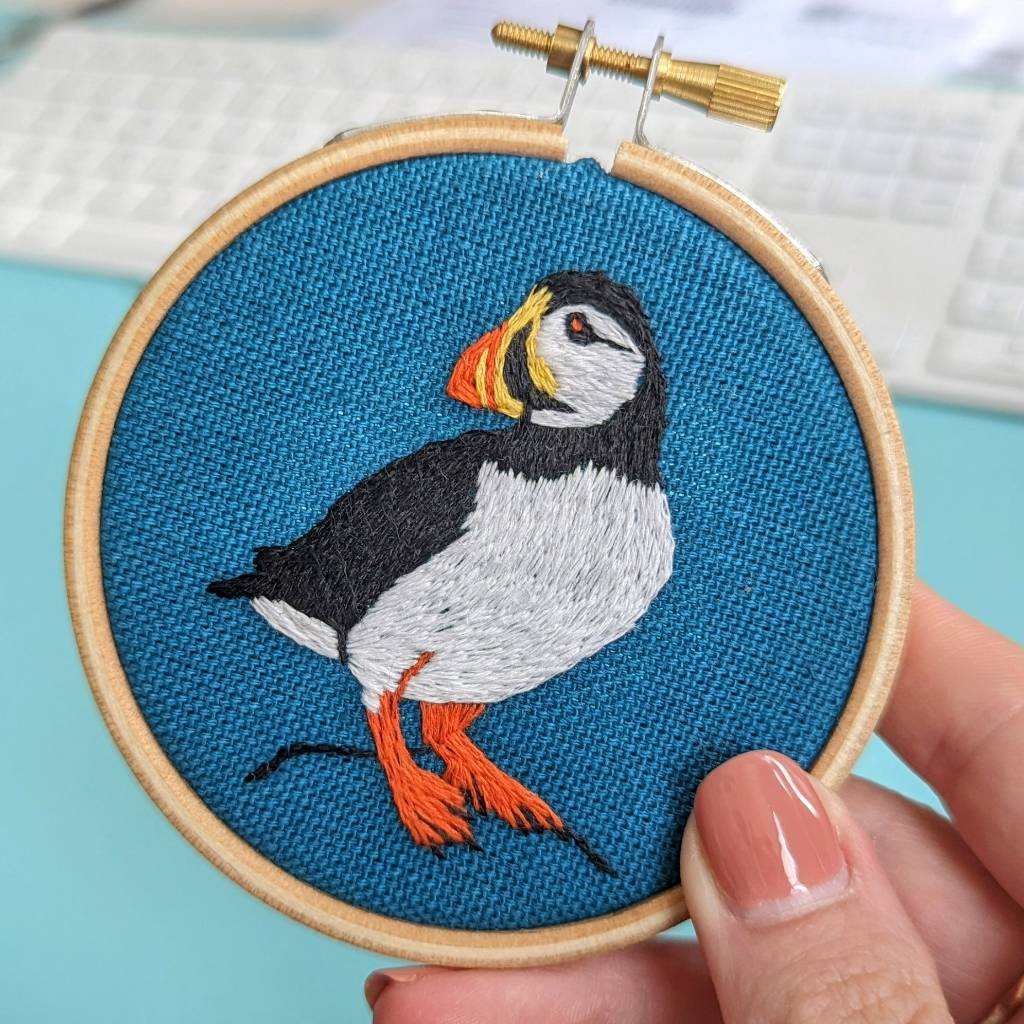 Mini Puffin Pattern Banknote Mini Puffin Embroidery Pattern | Paraffle Embroidery