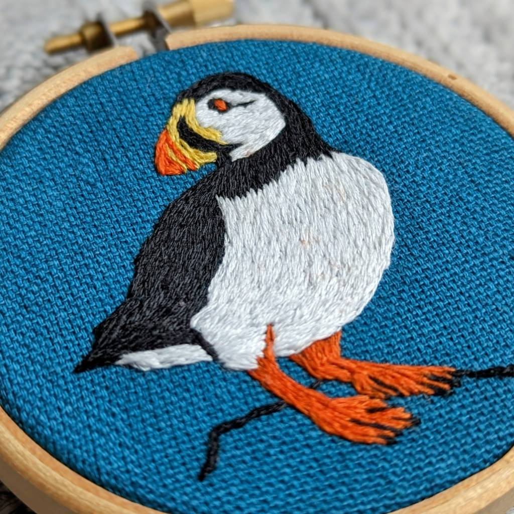 Mini Puffin Embroidery Pattern
