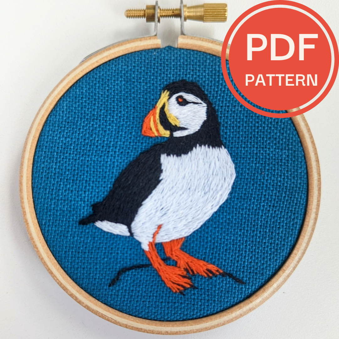 Mini Puffin Embroidery Pattern