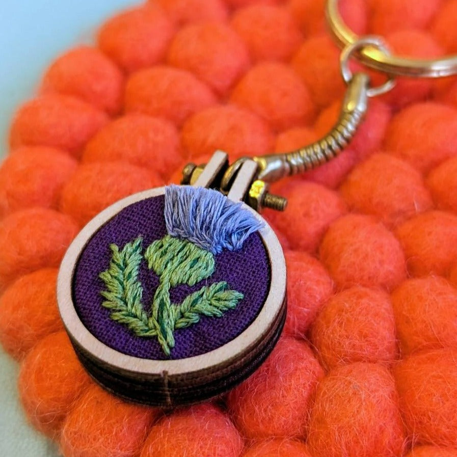 Embroidery Keyring Thistle Keyring Embroidery Kit | Paraffle Embroidery