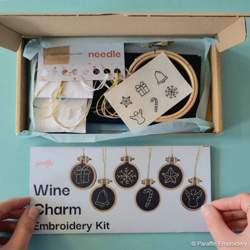 Christmas Wine Charm Embroidery Set