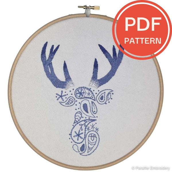 Paisley Deer Embroidery Pattern