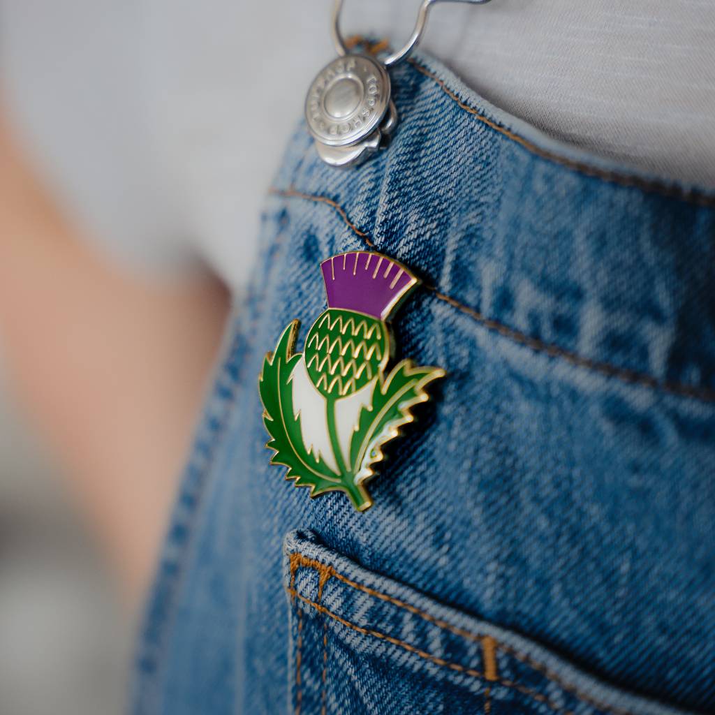 Scottish Thistle Pewter Pin Brooch – Hand Cast In UK, Scotland Emblem Badge