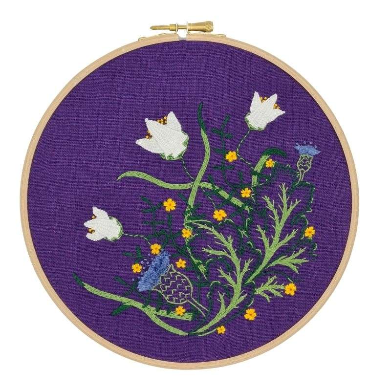 front facing shot of botanicals inspired embroidery design