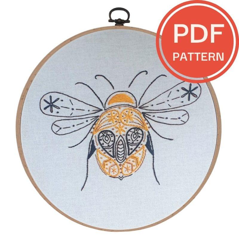 Paraffle Embroidery Pattern Bee Embroidery Pattern