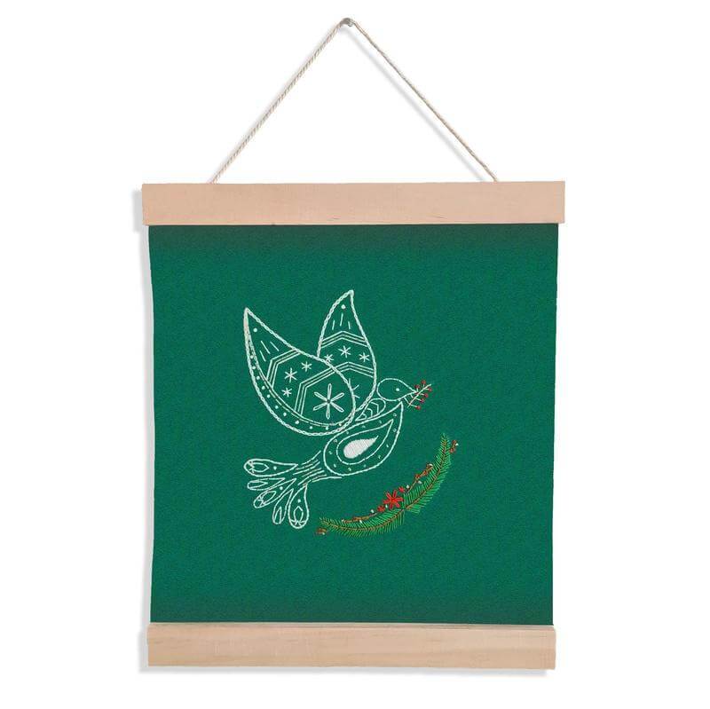 Paraffle Embroidery Banner Embroidery kit Christmas Dove Banner Kit