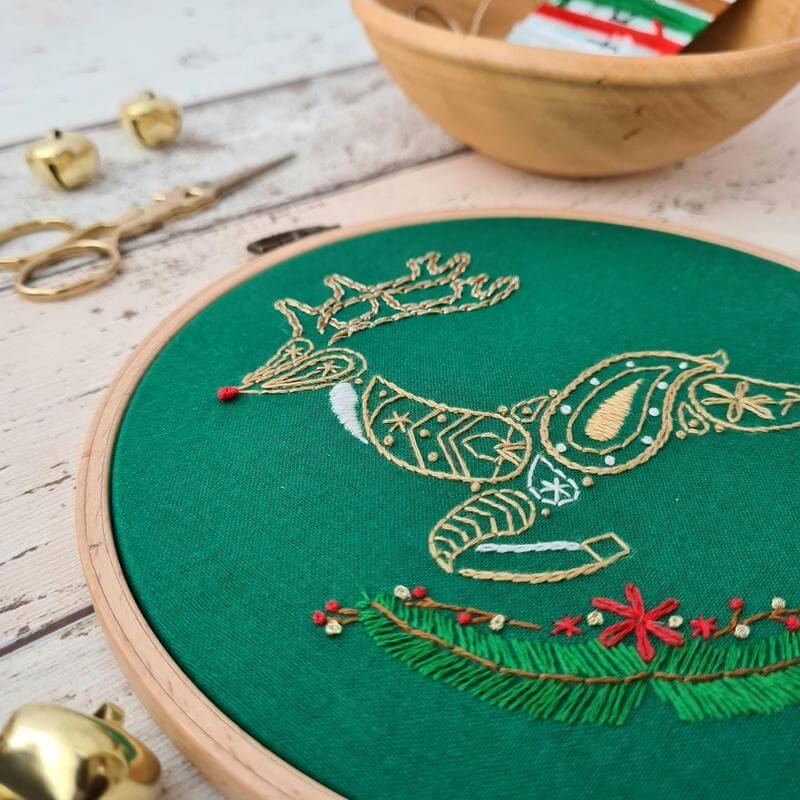 Paraffle Embroidery Banner Embroidery kit Christmas Reindeer Banner Kit