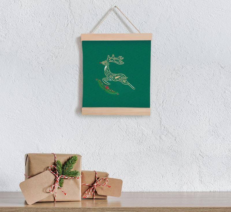 Paraffle Embroidery Banner Embroidery kit Christmas Reindeer Banner Kit