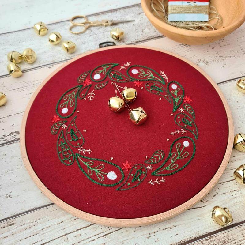 Paraffle Embroidery Banner Embroidery kit Christmas Wreath Banner Kit