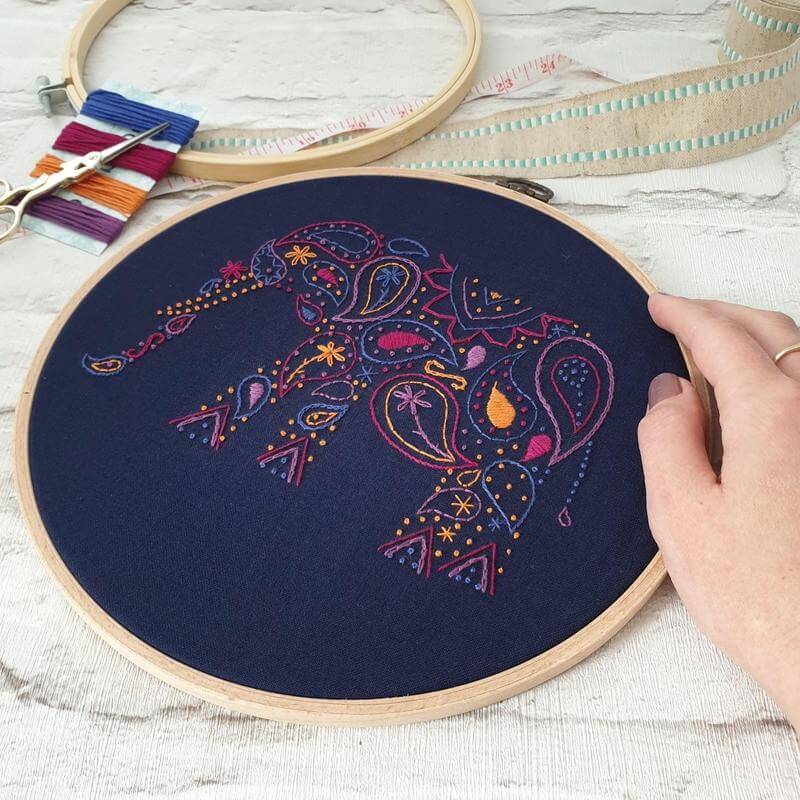Paraffle Embroidery Cushion Embroidery Kit Elephant Cushion Kit &amp; Pattern