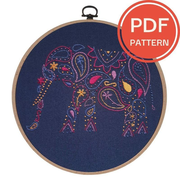 Paraffle Embroidery Pattern Elephant Embroidery Pattern