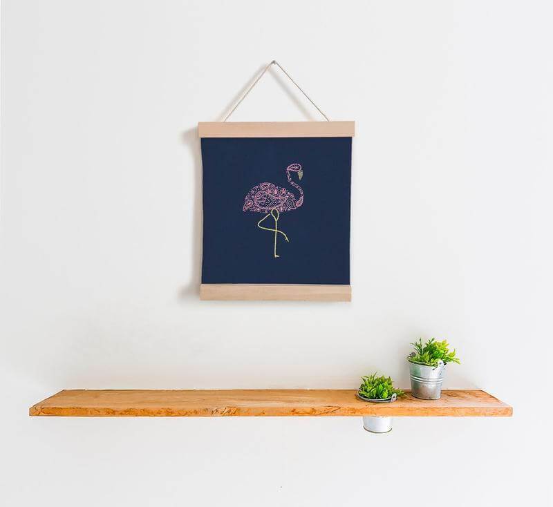 Paraffle Embroidery Banner Embroidery kit Flamingo Banner Embroidery Kit