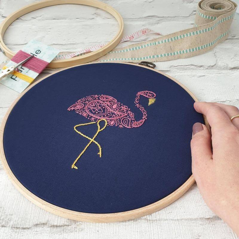 Paraffle Embroidery Cushion Embroidery Kit Flamingo Cushion Kit & Pattern