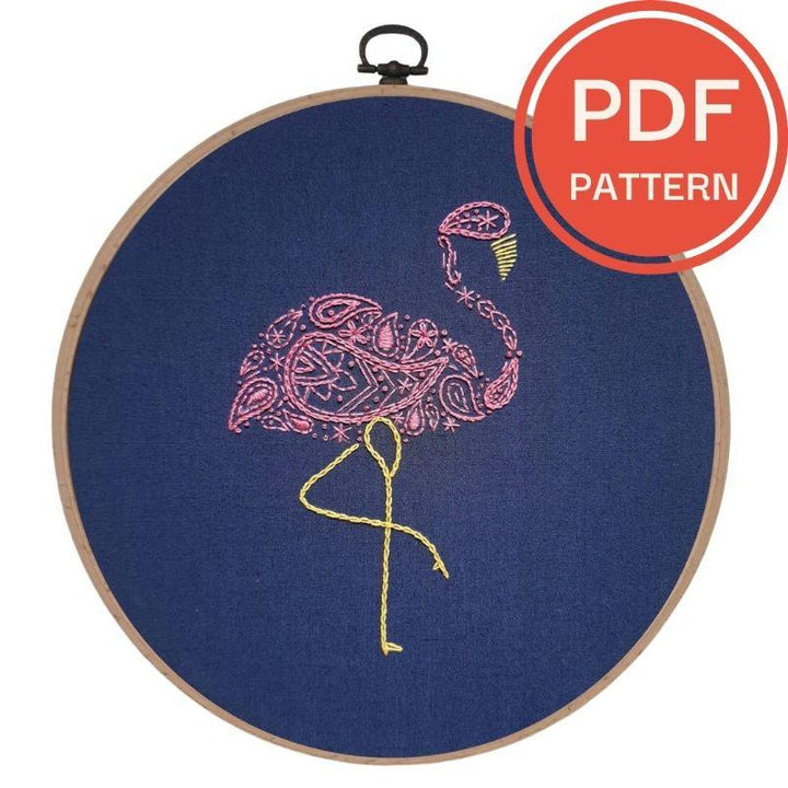 Paraffle Embroidery Pattern Flamingo Embroidery Pattern