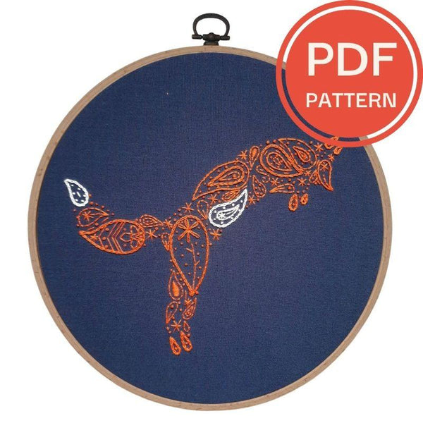 Paraffle Embroidery Pattern Fox Embroidery Pattern