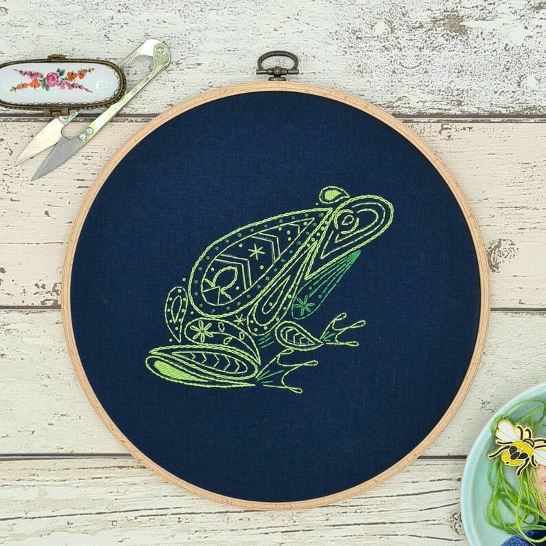 Paraffle Embroidery Pattern Frog Embroidery Pattern