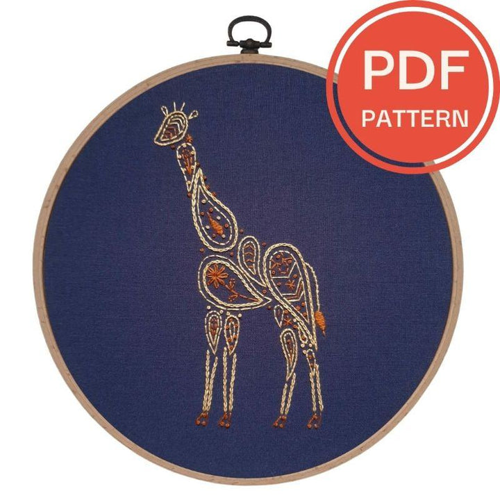 Paraffle Embroidery Pattern Giraffe Embroidery Pattern