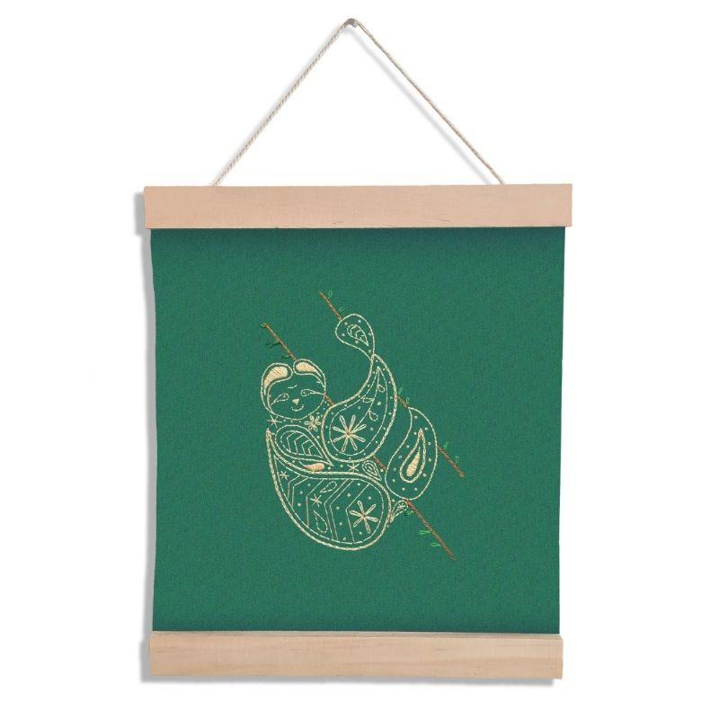 Green Sloth Embroidery Kit