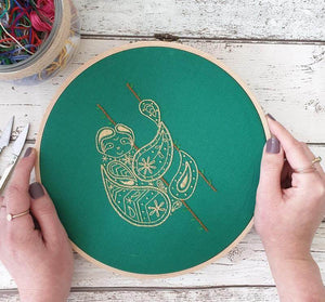 Charity Kits Banner Embroidery kit Green Sloth Banner Embroidery Kit