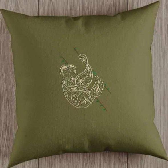 Charity Kits Cushion Embroidery Kit Green Sloth Cushion Kit & Pattern