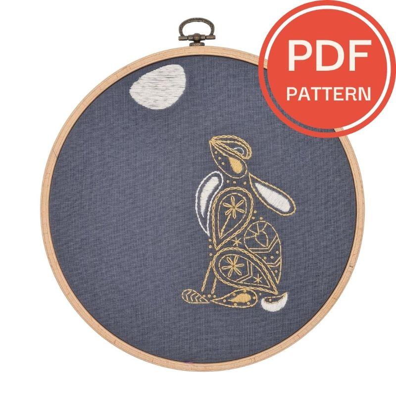 Paraffle Embroidery Pattern Hare Embroidery Pattern