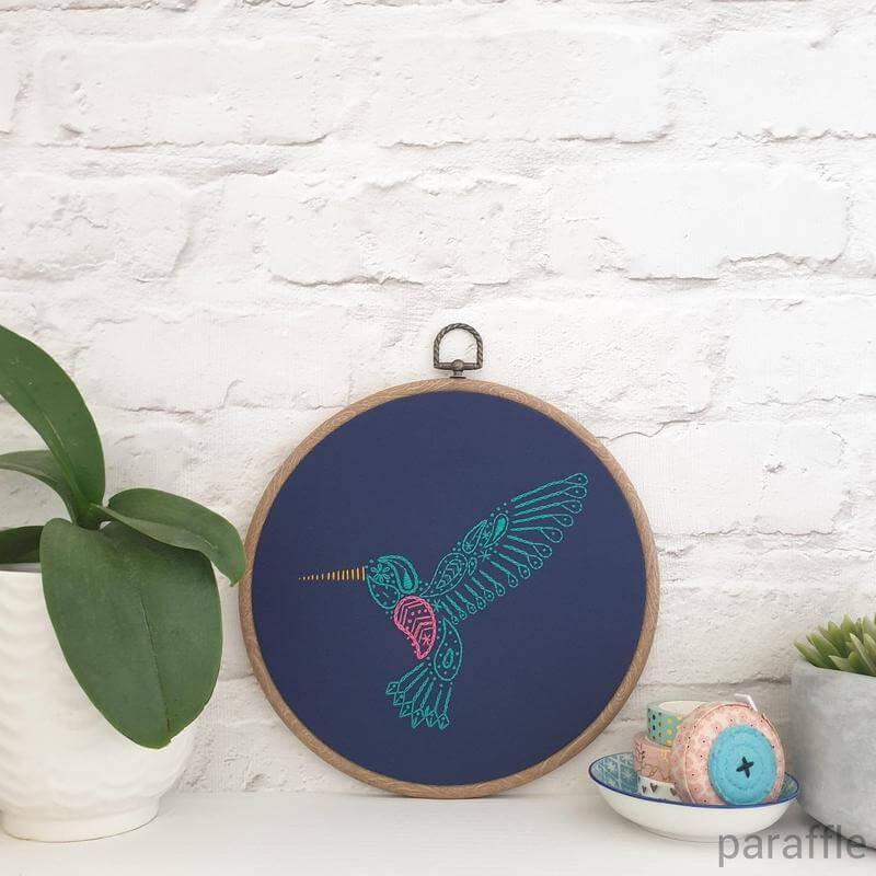 Paraffle Embroidery Pattern Hummingbird Embroidery Pattern