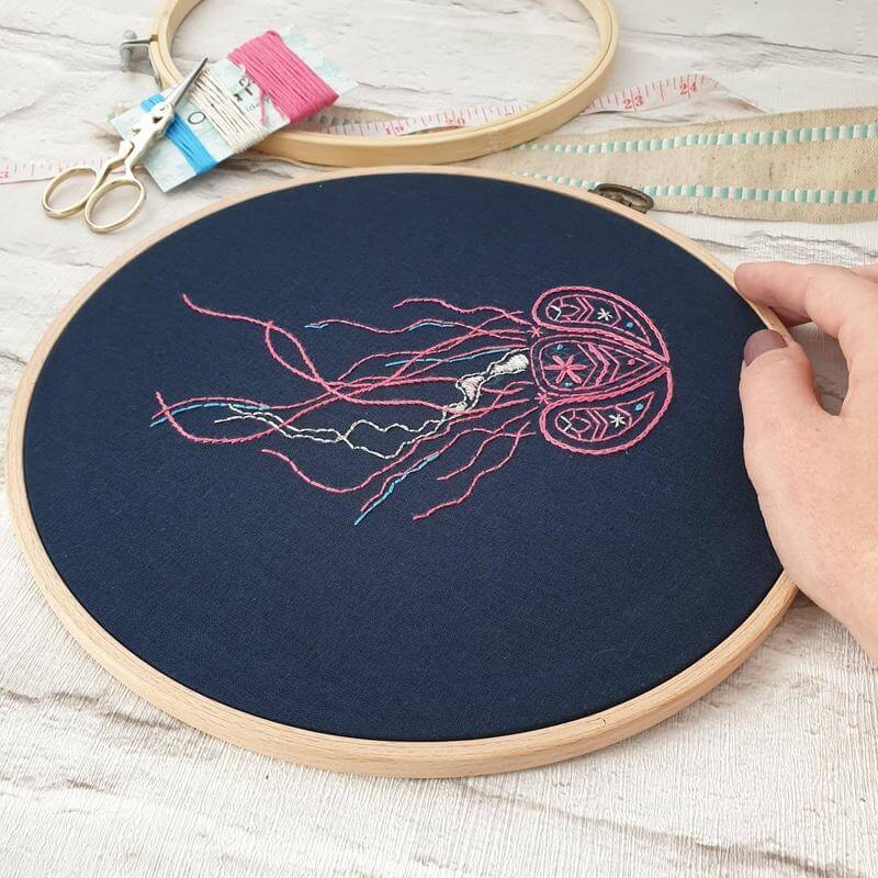 Paraffle Embroidery Cushion Embroidery Kit Jellyfish Cushion Kit & Pattern
