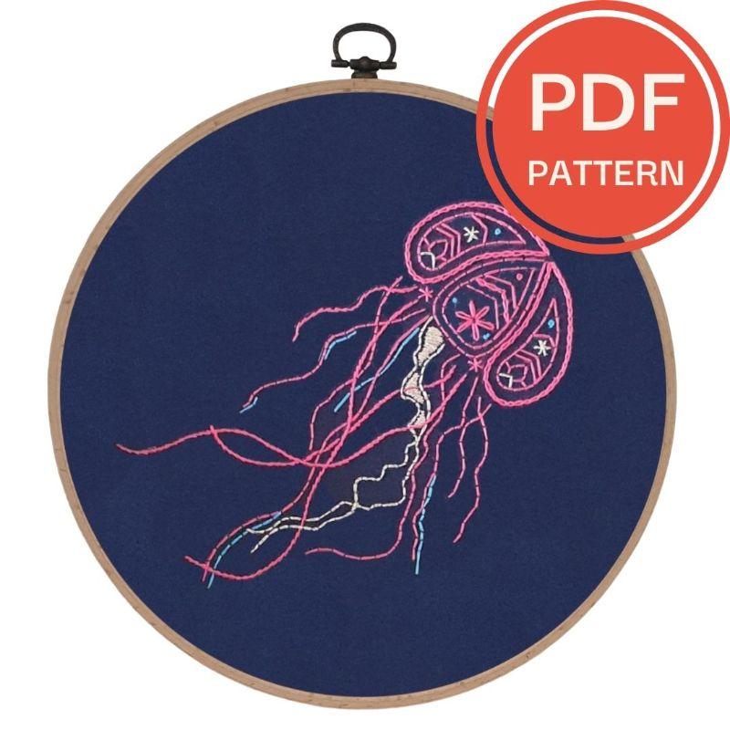 Paraffle Embroidery Pattern Jellyfish Embroidery Pattern