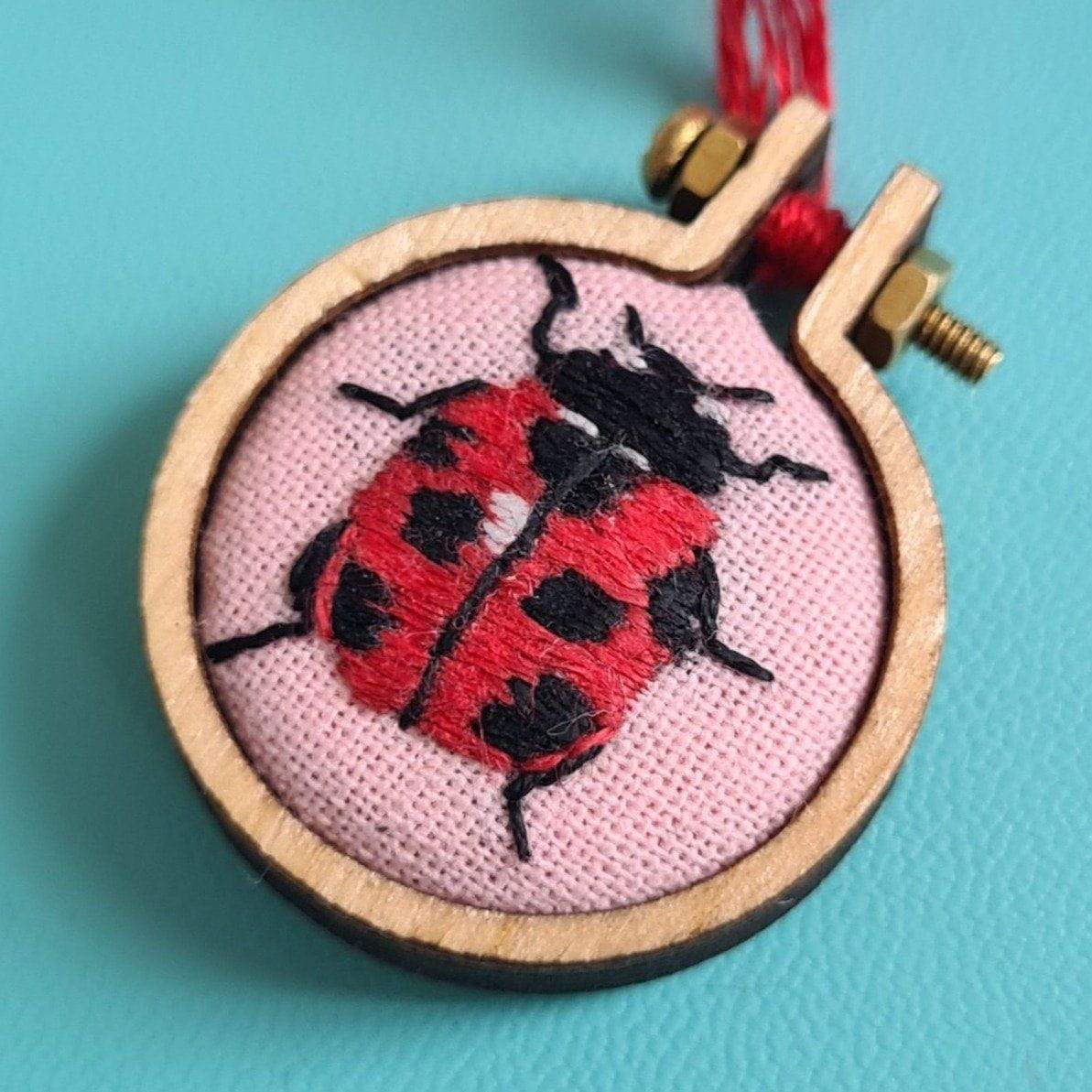 Paraffle Embroidery Display Hoop Kits Ladybird Charm Embroidery Kit