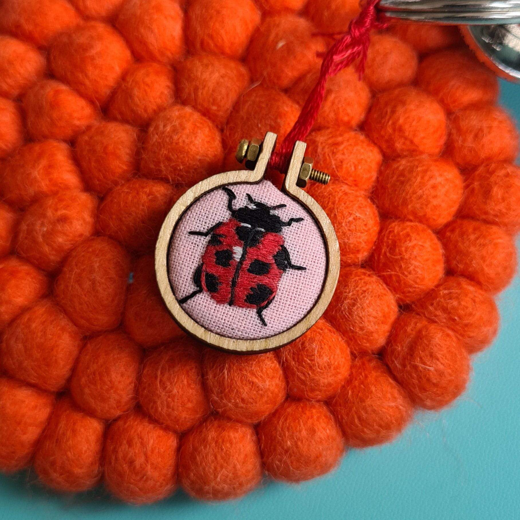 Paraffle Embroidery Display Hoop Kits Ladybird Charm Embroidery Kit