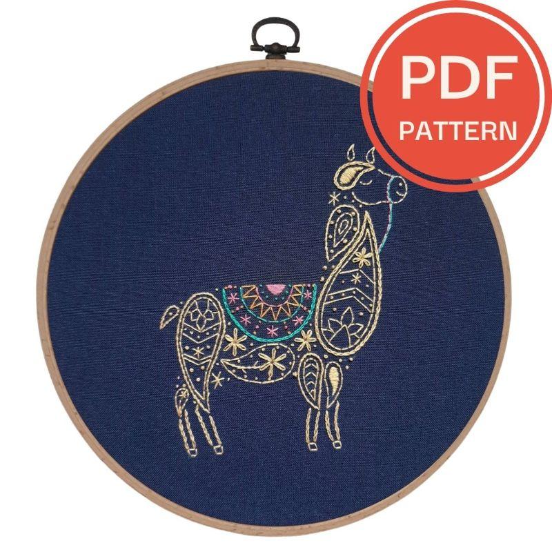 Paraffle Embroidery Pattern Llama Embroidery Pattern