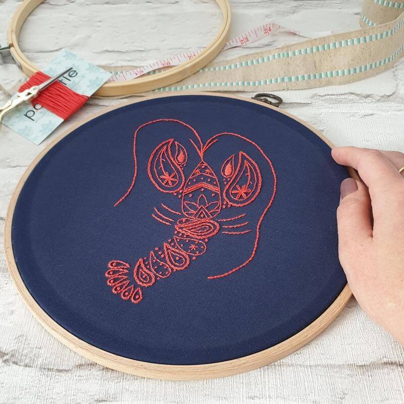 Paraffle Embroidery Cushion Embroidery Kit Lobster Cushion Kit &amp; Pattern