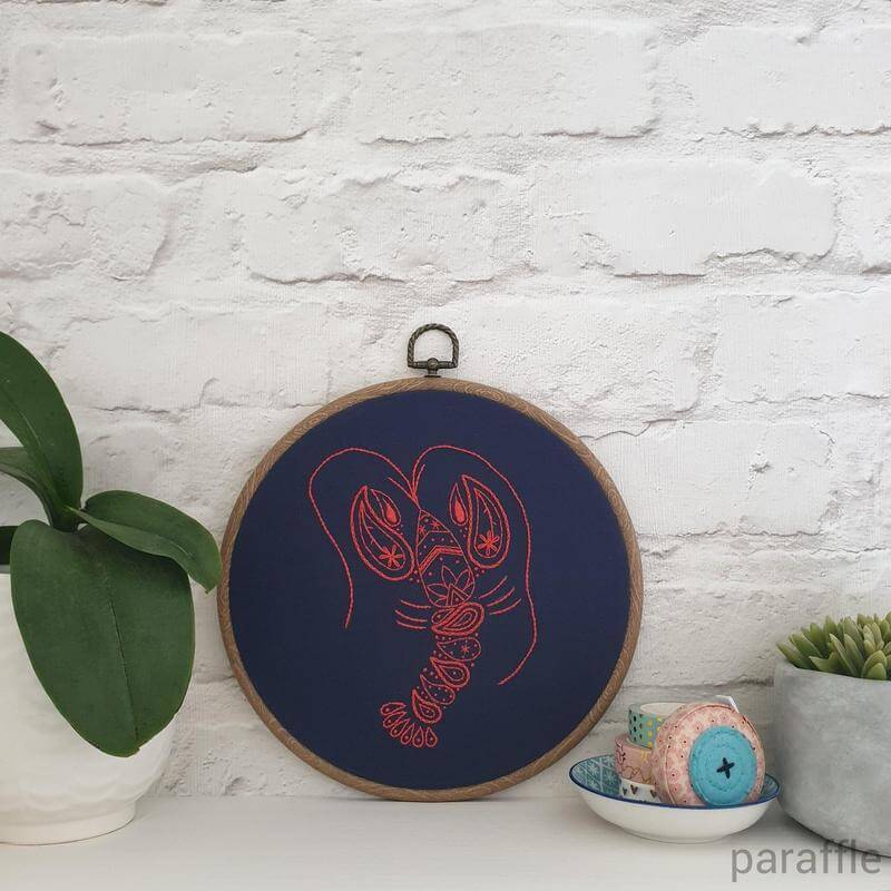Paraffle Embroidery Pattern Lobster Embroidery Pattern