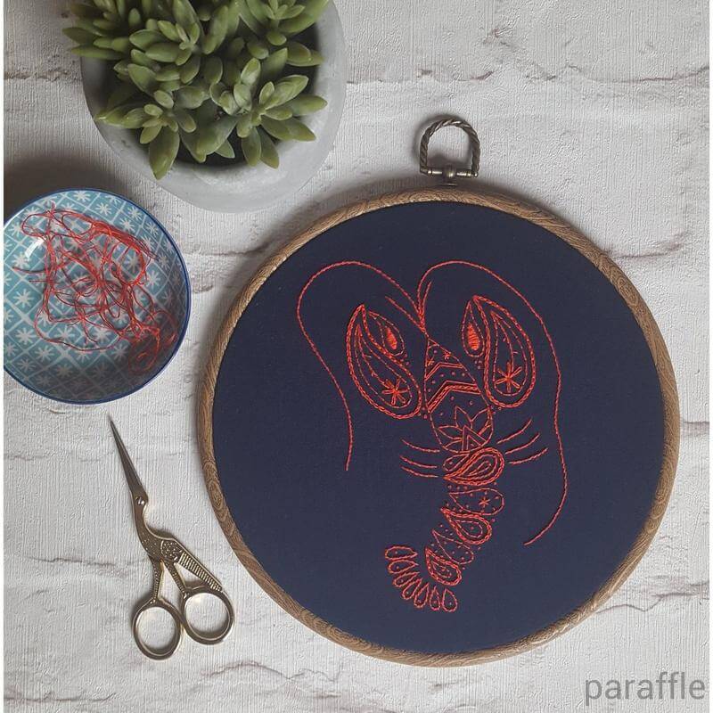 Paraffle Embroidery Pattern Lobster Embroidery Pattern