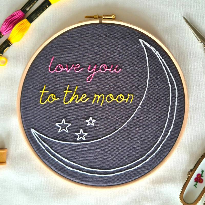 Love You To The Moon Embroidery Kit