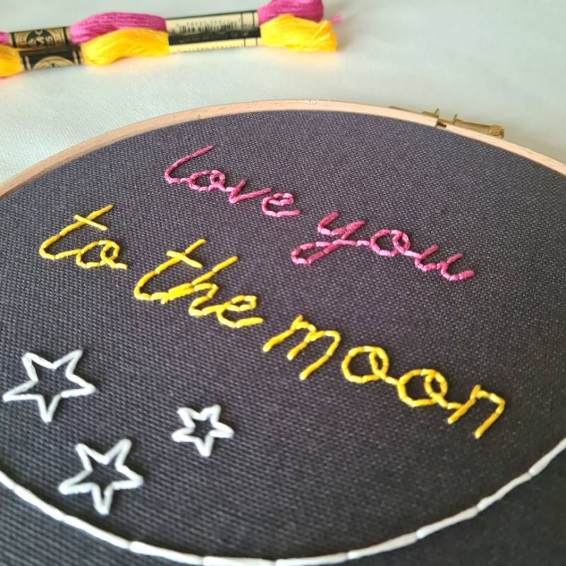 Love You To The Moon Embroidery Kit
