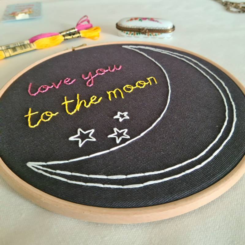 Love You To The Moon Embroidery Kit