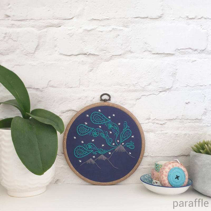 Paraffle Embroidery Pattern Northern Lights Embroidery Pattern