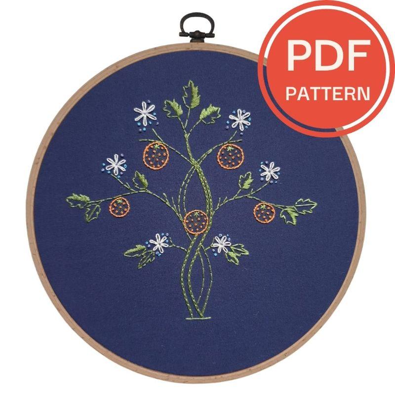 Paraffle Embroidery Pattern Orange Tree Embroidery Pattern