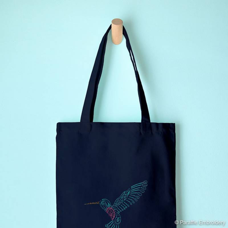 Paraffle Embroidery Tote bag Kit Hummingbird Tote Bag Kit