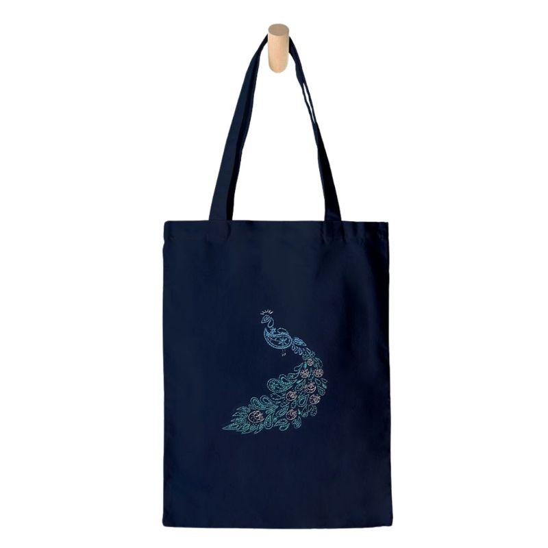 Paraffle Embroidery Tote bag Kit Peacock Tote Bag Kit