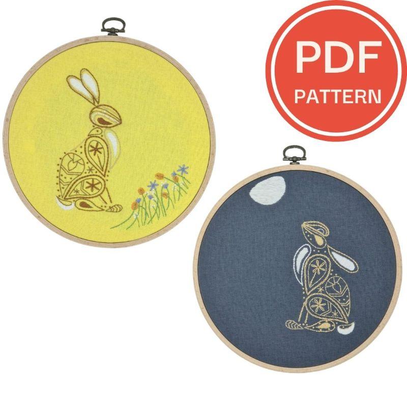 Paraffle Embroidery Pattern Rabbit &amp; Hare Embroidery Patterns