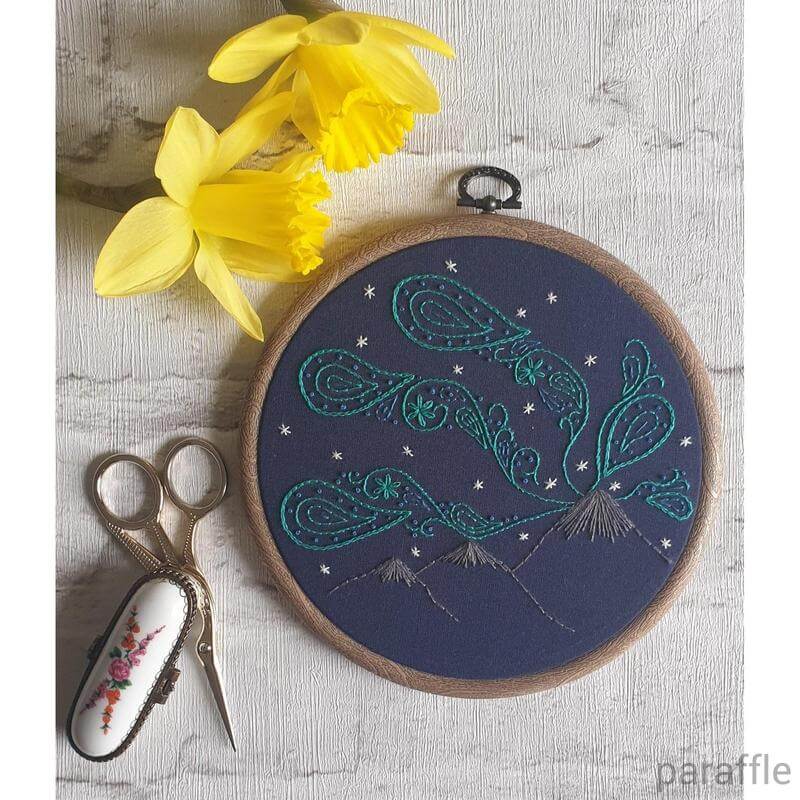 Paraffle Embroidery Pattern Set of 3 - Paisley Skies Embroidery Patterns
