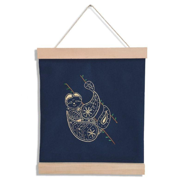 Paraffle Embroidery Banner Embroidery kit Sloth Banner Embroidery Kit