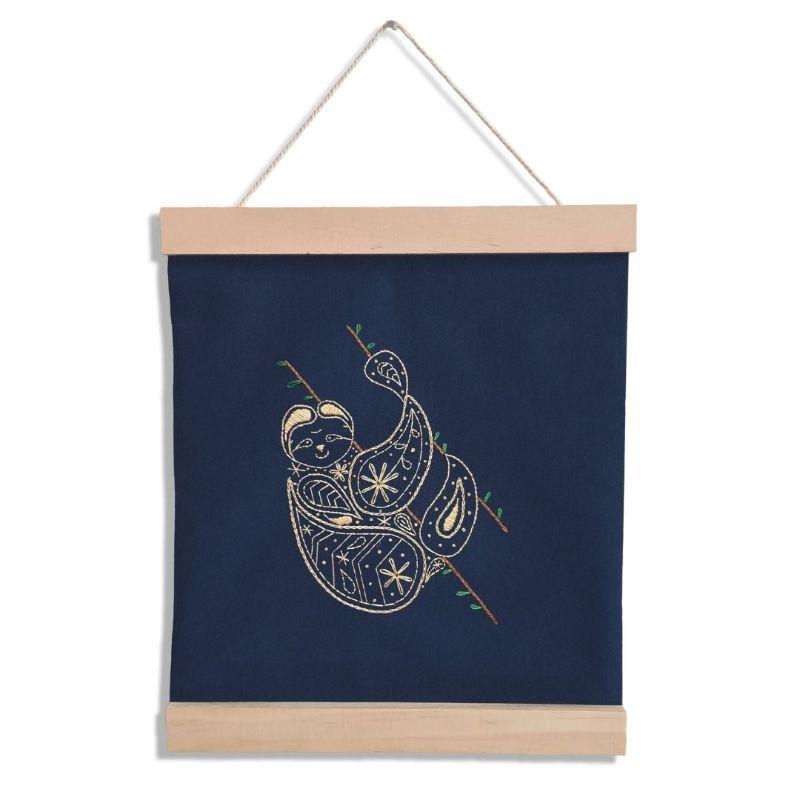 Paraffle Embroidery Banner Embroidery kit Sloth Banner Embroidery Kit