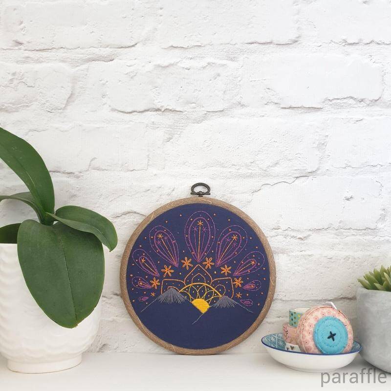 Paraffle Embroidery Pattern Sunset Embroidery Pattern