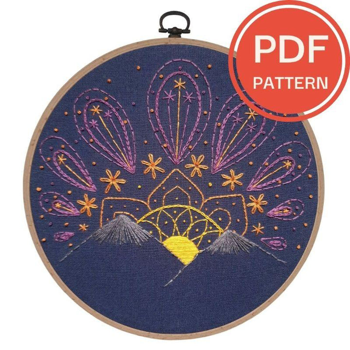 Paraffle Embroidery Pattern Sunset Embroidery Pattern